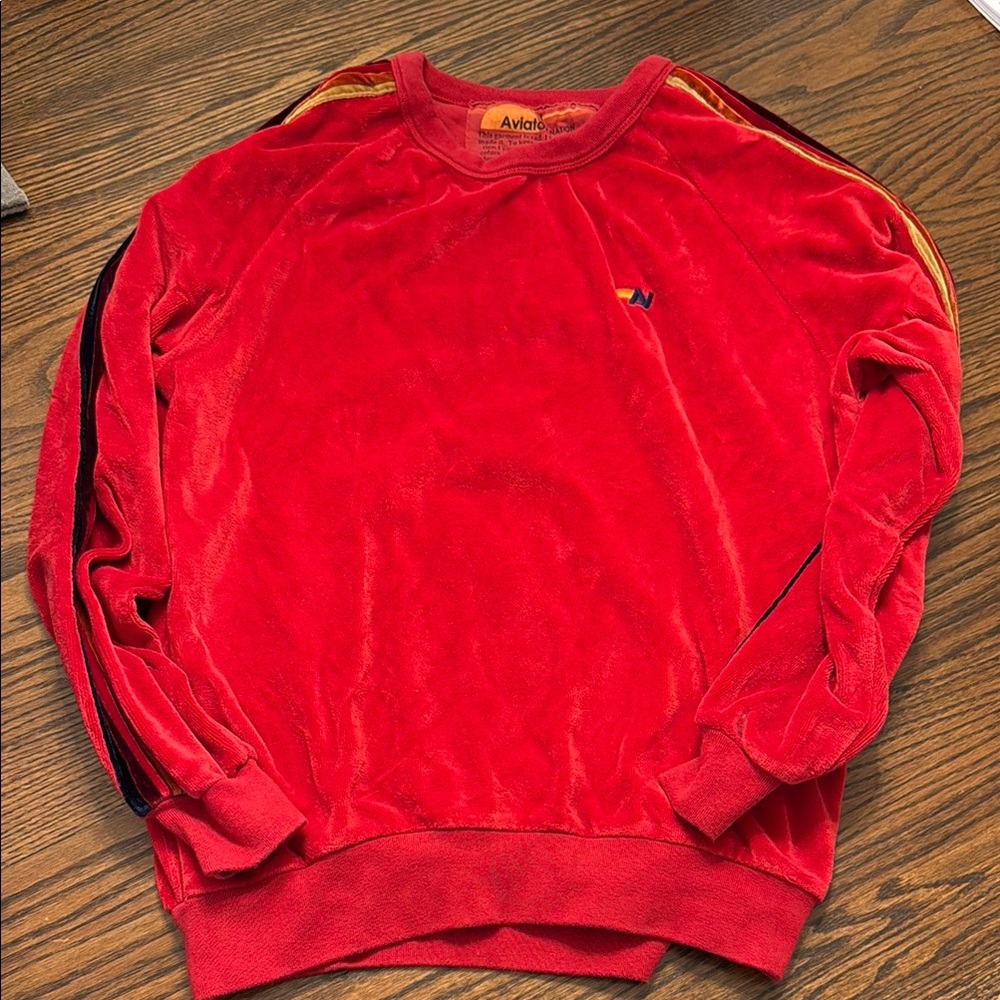 Avirex Red Crewneck Sweater Plush Comfort
